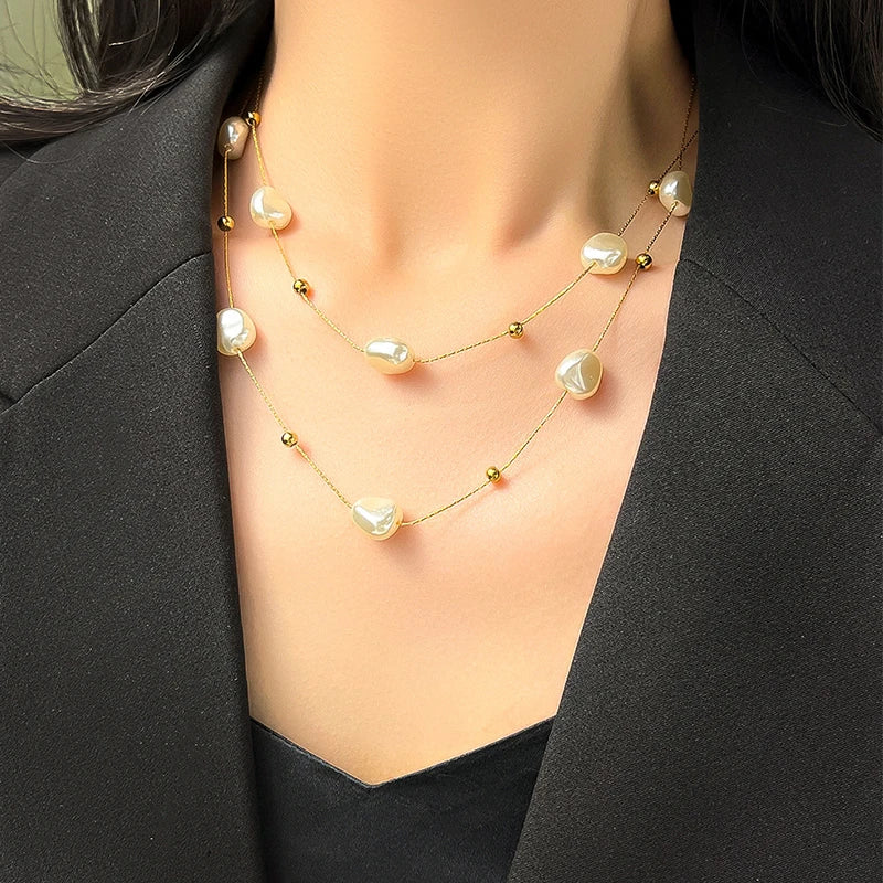 Pearl Square Pendant Necklace - Women's Party Jewelry