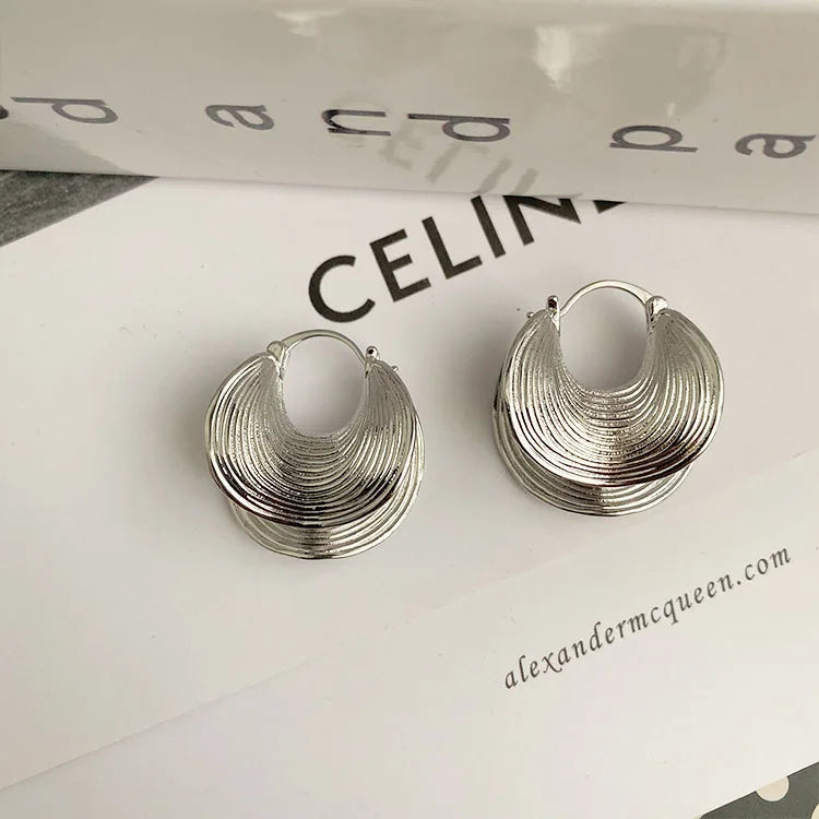 Unique Irregular Striped  Ear Buckle Earrings