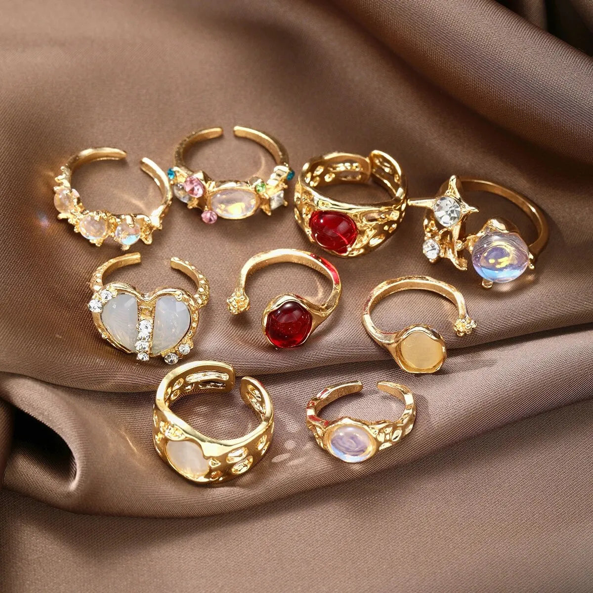 Fashionable Trendy Her Golden Rings