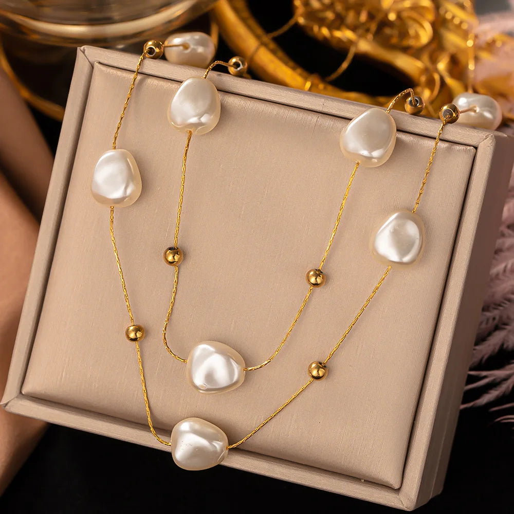 Pearl Square Pendant Necklace - Women's Party Jewelry