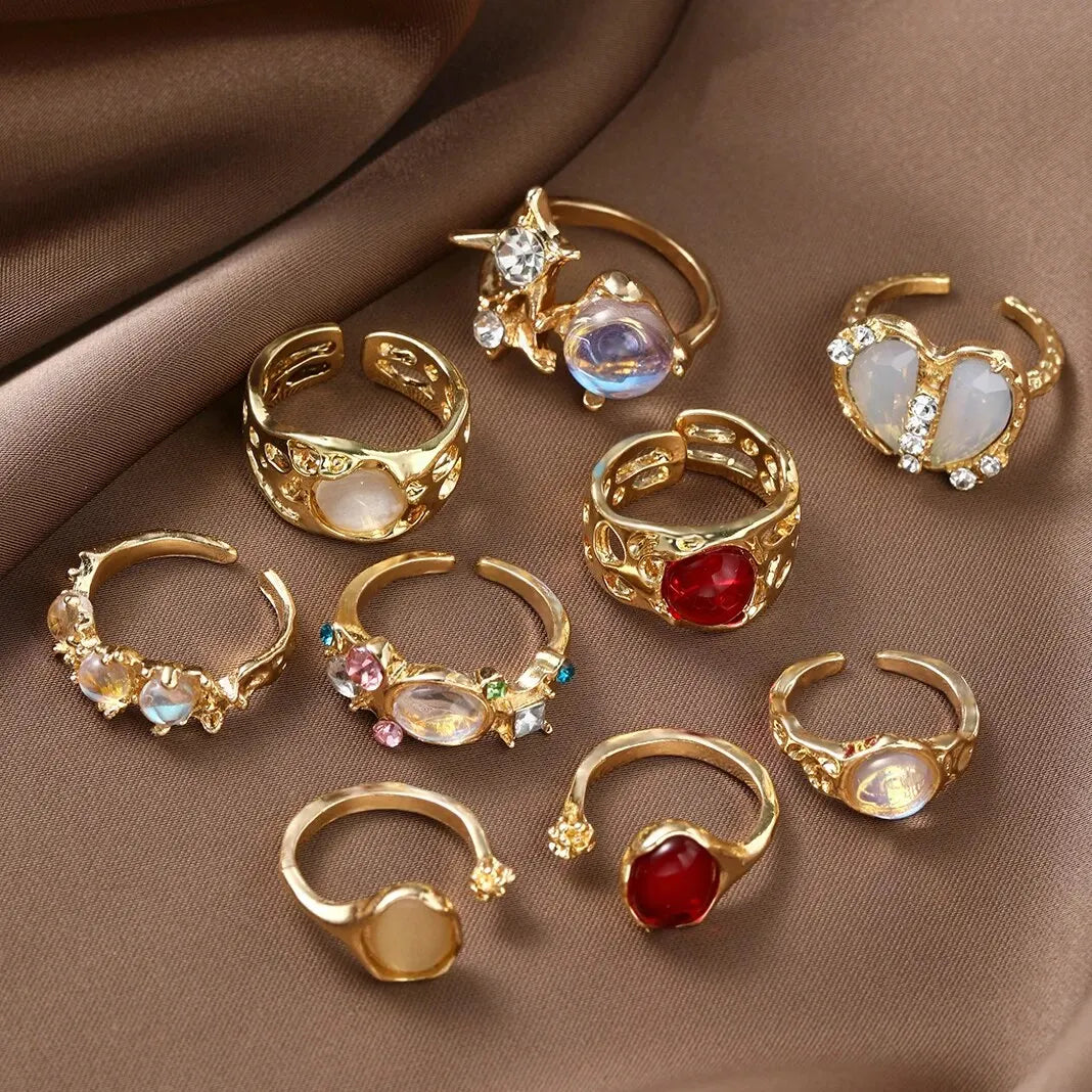 Fashionable Trendy Her Golden Rings