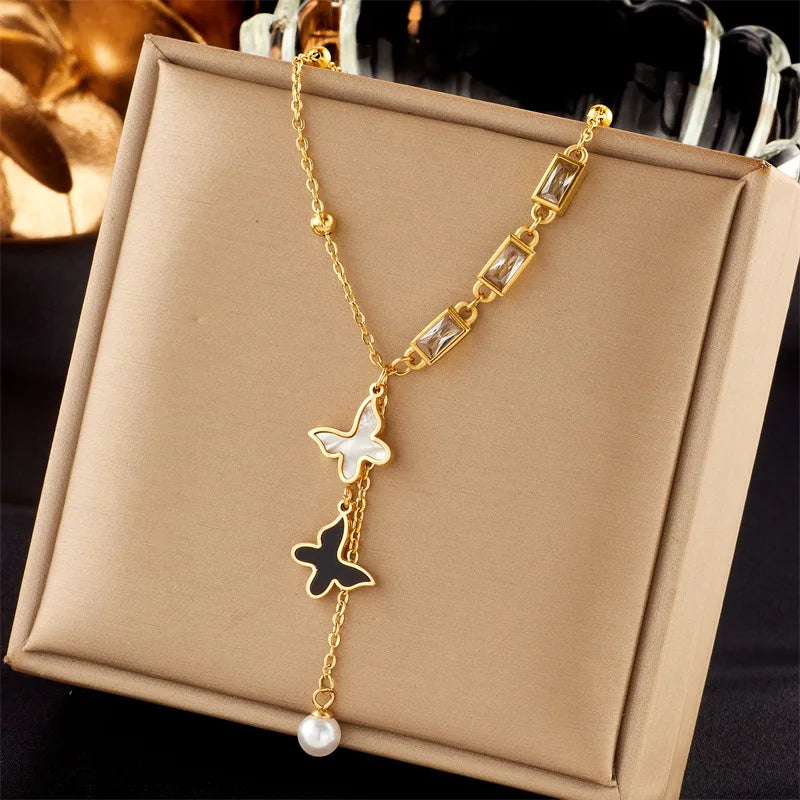 Pearl Square Pendant Necklace - Women's Party Jewelry