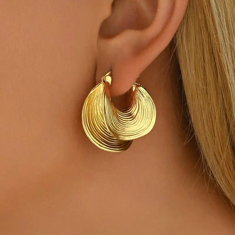 Unique Irregular Striped  Ear Buckle Earrings