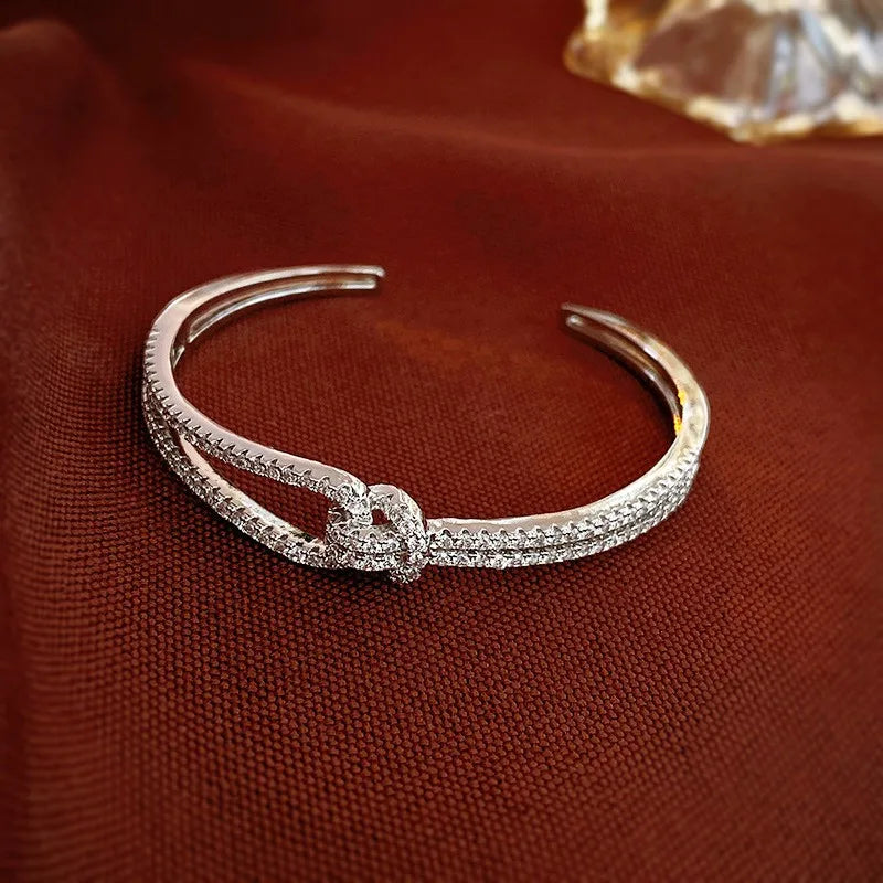 Splicing Knot Cubic Zirconia Bracelets