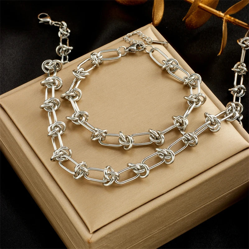 Her Trendy Twist Knot Necklace Bracelets