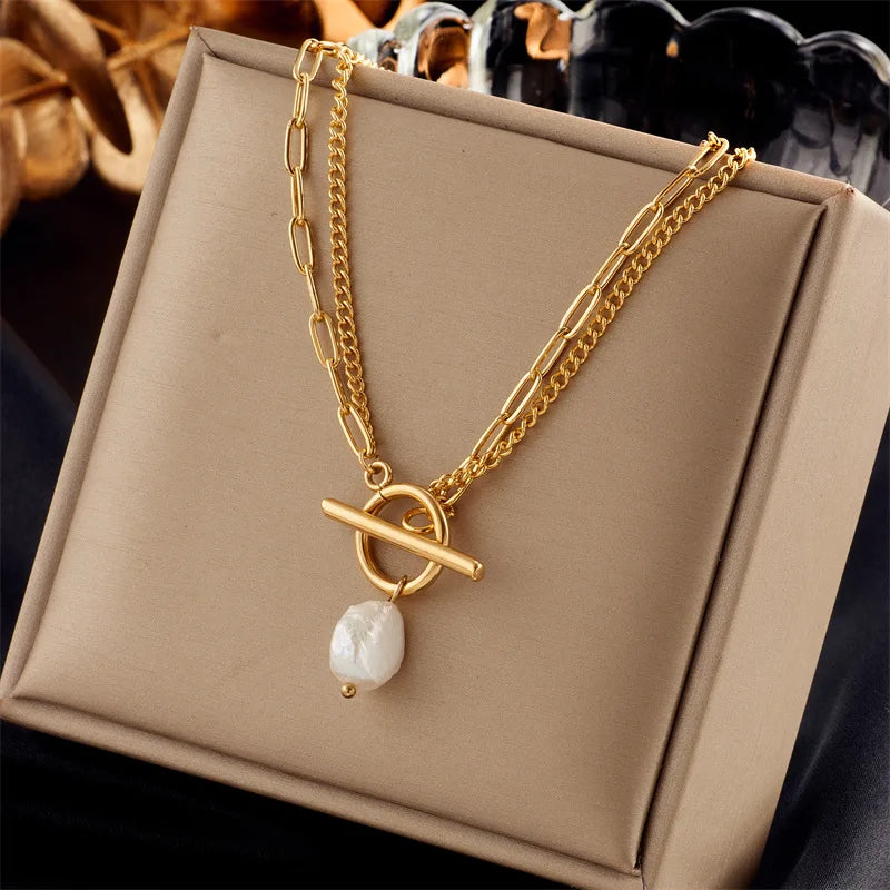 Pearl Square Pendant Necklace - Women's Party Jewelry